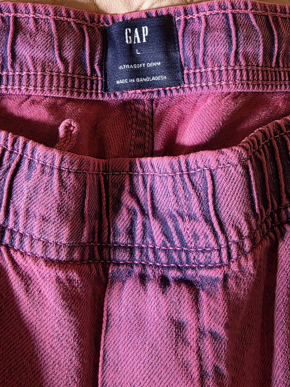 GAP Pink/Black UltraSoft Denim Wide Leg Baggy Pants